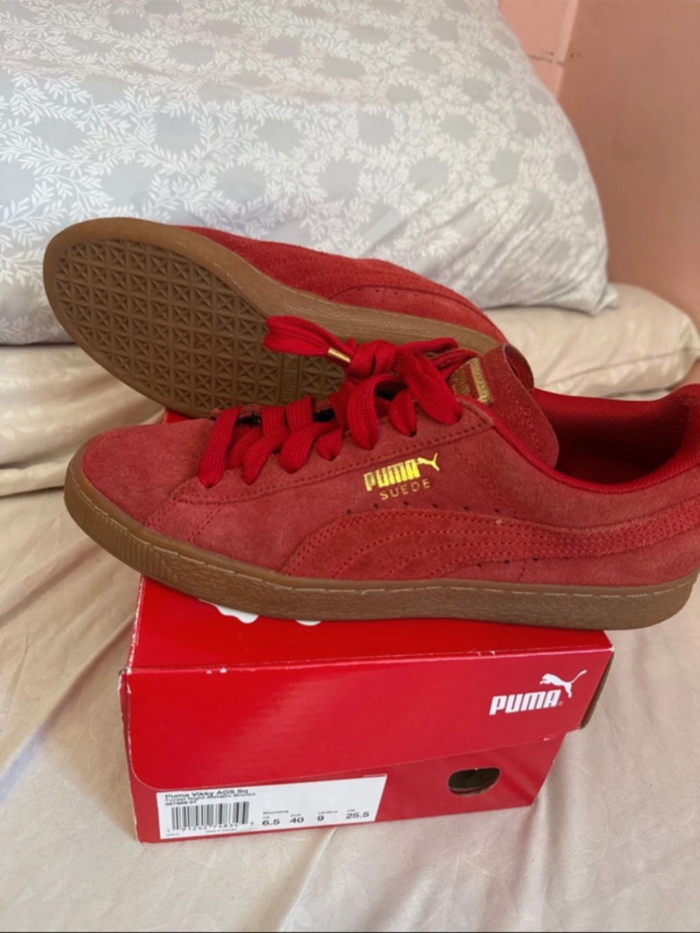 Puma Team Regal Red & White Suede Sneakers